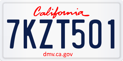 CA license plate 7KZT501
