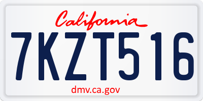 CA license plate 7KZT516