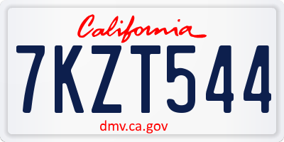 CA license plate 7KZT544