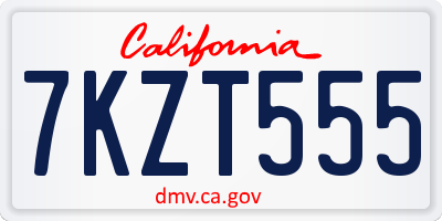 CA license plate 7KZT555