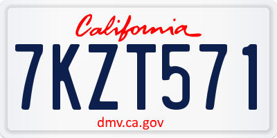 CA license plate 7KZT571