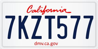 CA license plate 7KZT577
