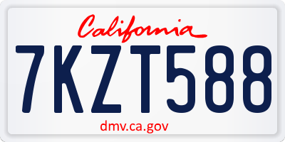 CA license plate 7KZT588