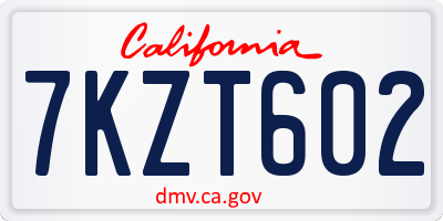 CA license plate 7KZT602