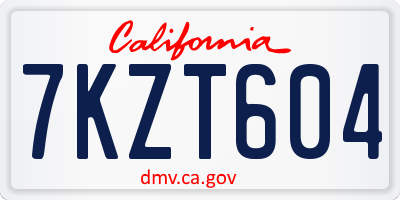 CA license plate 7KZT604