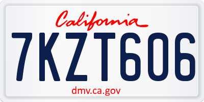 CA license plate 7KZT606