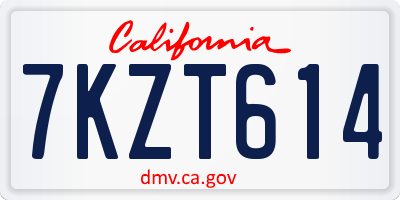 CA license plate 7KZT614