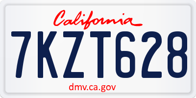 CA license plate 7KZT628