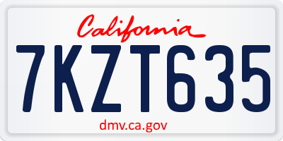 CA license plate 7KZT635