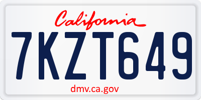CA license plate 7KZT649