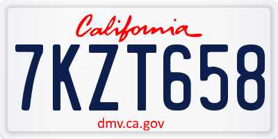 CA license plate 7KZT658