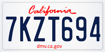 CA license plate 7KZT694