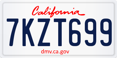 CA license plate 7KZT699