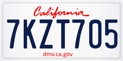 CA license plate 7KZT705