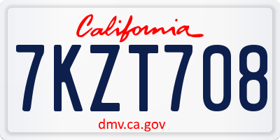 CA license plate 7KZT708