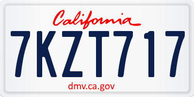 CA license plate 7KZT717
