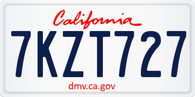 CA license plate 7KZT727
