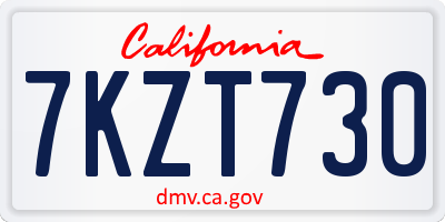 CA license plate 7KZT730