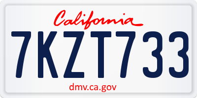 CA license plate 7KZT733