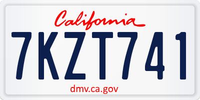 CA license plate 7KZT741