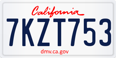 CA license plate 7KZT753