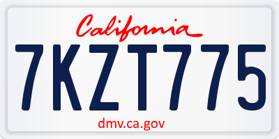 CA license plate 7KZT775