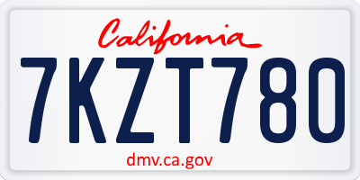 CA license plate 7KZT780