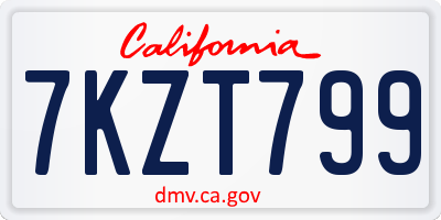 CA license plate 7KZT799