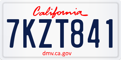 CA license plate 7KZT841