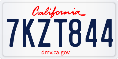 CA license plate 7KZT844