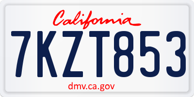 CA license plate 7KZT853