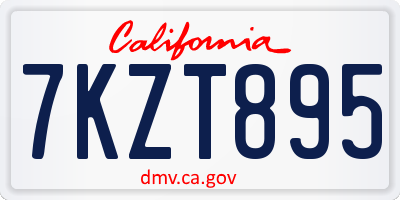 CA license plate 7KZT895