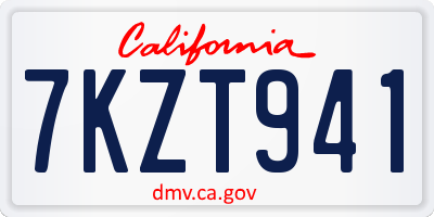 CA license plate 7KZT941