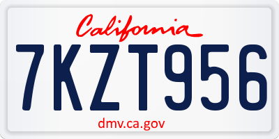 CA license plate 7KZT956