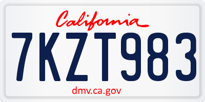 CA license plate 7KZT983