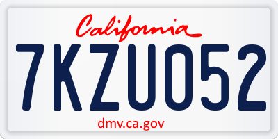 CA license plate 7KZU052