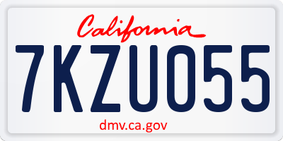 CA license plate 7KZU055