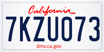 CA license plate 7KZU073