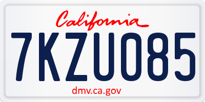 CA license plate 7KZU085
