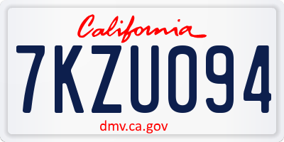 CA license plate 7KZU094