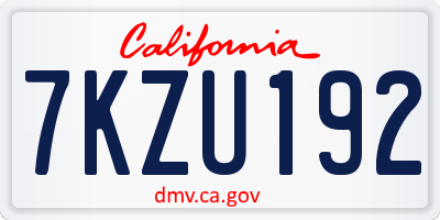 CA license plate 7KZU192