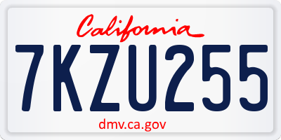 CA license plate 7KZU255