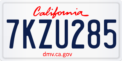 CA license plate 7KZU285
