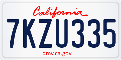 CA license plate 7KZU335