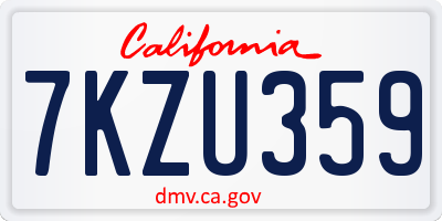 CA license plate 7KZU359