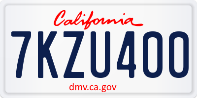 CA license plate 7KZU400