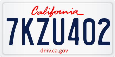 CA license plate 7KZU402