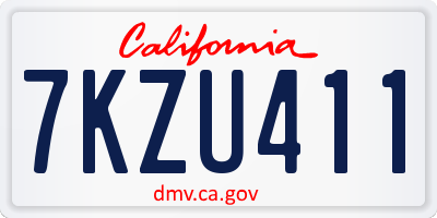 CA license plate 7KZU411
