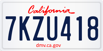 CA license plate 7KZU418