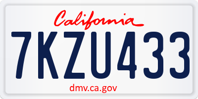 CA license plate 7KZU433